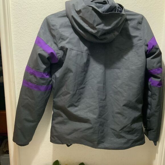 SPYDER BOYS INSULATED HOODED WINTER SKI JACKET SIZE 20 GRAY/ PURPLE - Picture 5 of 8